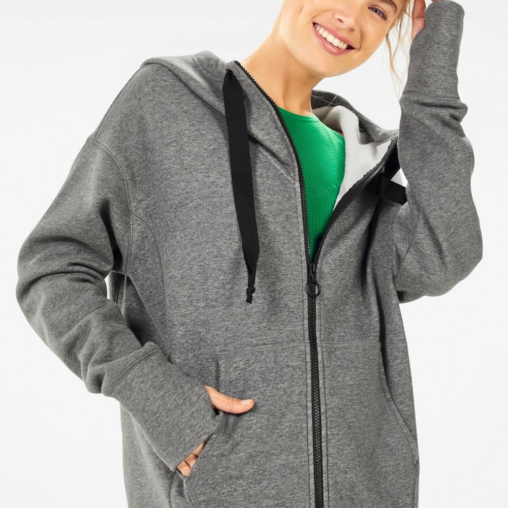 NWT Fabletics grey oversized zip hoodie medium